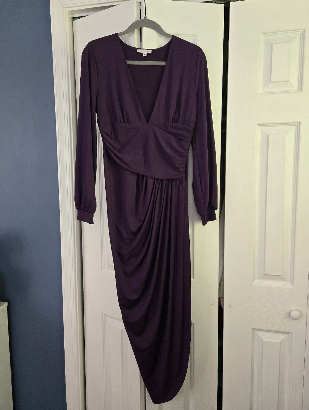 Purple Ruched Midi Dress
